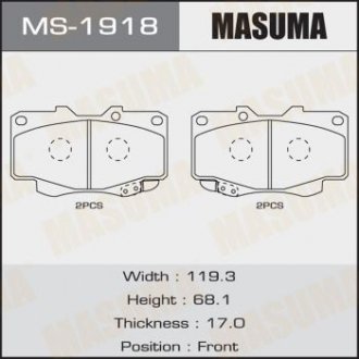 Колодка тормозная передняя Toyota Hilux (05-12) MASUMA MS1918