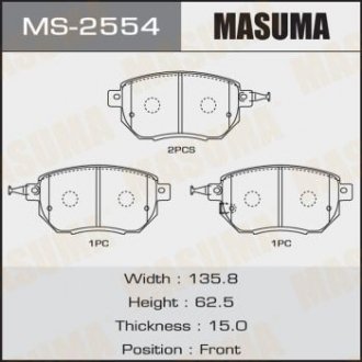 Колодка гальмівна передні Nissan Murano, Qashqai 2.5, 3.5 (07-) MASUMA MS2554