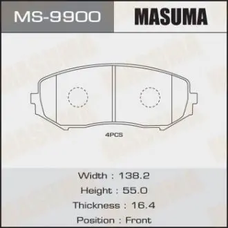 Колодка тормозная MASUMA MS9900