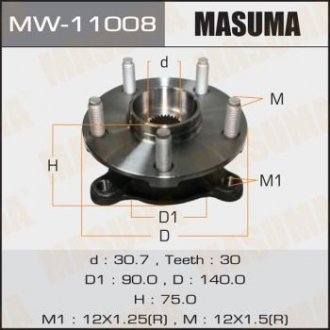 Ступица колеса переднего в сборе с подшипником Lexus GS 350 (11-15), IS 250 (05-15) MASUMA MW11008