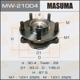 Ступиця переднього колеса в зборі з підшипником Nissan Murano (04-08), Teana (03-08) MASUMA MW21004