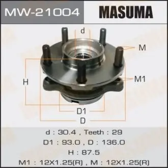 Ступиця переднього колеса в зборі з підшипником Nissan Murano (04-08), Teana (03-08) MASUMA MW21004