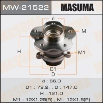 Ступиця колеса заднього в зборі з підшипником Nissan Qashqai (13-) 2WD (з ABS) MASUMA MW21522