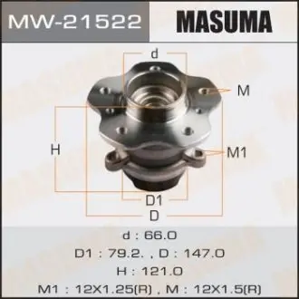 Ступиця колеса заднього в зборі з підшипником Nissan Qashqai (13-) 2WD (з ABS) MASUMA MW21522