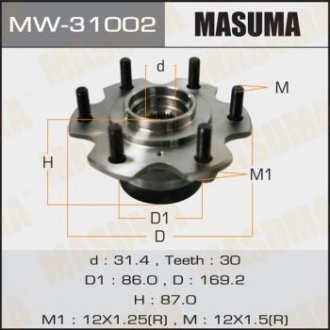 Ступиця колеса переднього в зборі з підшипником Mitsubishi Pajero (00-) MASUMA MW31002