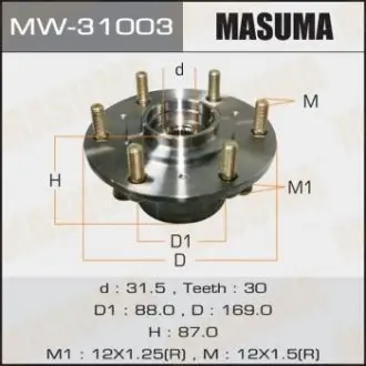 Ступиця колеса переднього в зборі з підшипником Mitsubishi L200 (07-), Pajero Sport (08-) MASUMA MW31003
