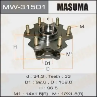 Ступиця заднього колеса в зборі з підшипником Mitsubishi Pajero (06-) MASUMA MW31501