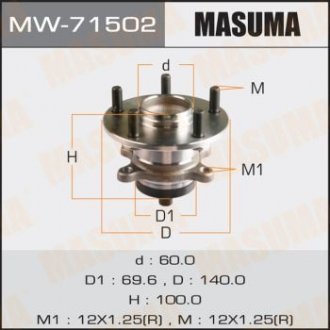 Ступиця колеса заднього в зборі з підшипником Suzuki SX 4 (06-) (з ABS) MASUMA MW71502