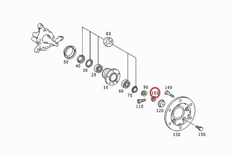 Гайка ступицы (передней) MB 407-410D/Sprinter/VW LT 96-06 MERCEDES-BENZ 1163340372