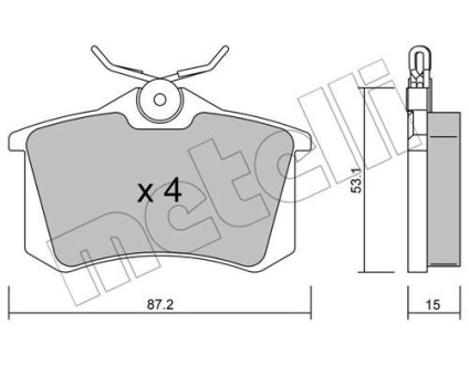 Колодки тормозные (задние) VW Golf II/III/Passat B2/B3/B4 84-99/Polo 95-01/Peugeot 405 87-97 Metelli 22-0100-0