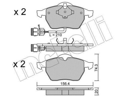 Колодки тормозные (передние) Audi 100 90-94/Audi A6 94-97 (+датчики) Metelli 22-0181-0