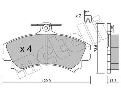 Колодки гальмівні (передні) Mitsubishi Colt 04-12/Smart 04- Metelli 22-0216-1