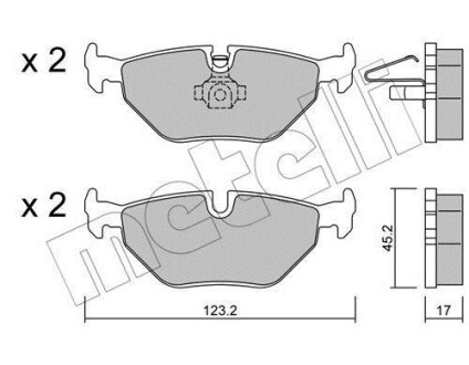 Колодки тормозные (задние) BMW 3 (E46) 98-07/Z4 (E85/E86) 03-09/Rover 75 99-05/Saab 9-5 97-09 Metelli 22-0261-0