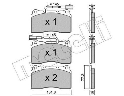 Колодки тормозные (передние) Alfa Romeo 159/166/Spider 98-11 Metelli 22-0288-0