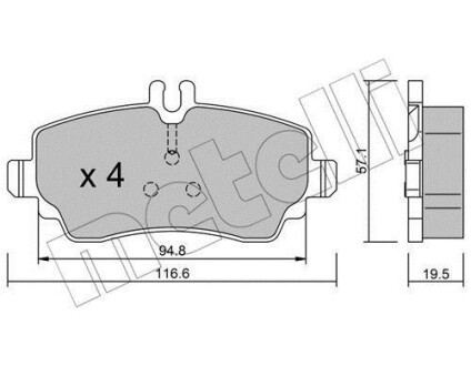 Колодки тормозные (передние) MB Vaneo (W414) 02-05 Metelli 22-0310-1