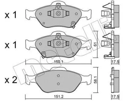 Колодки тормозные (передние) Toyota Yaris 1.0-1.4 05- Metelli 22-0316-1