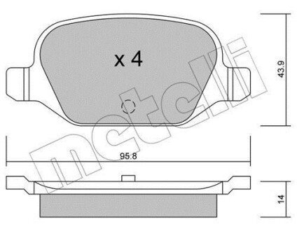 Тормозные колодки (задние) Fiat 500/Idea/Panda/Punto 99- Metelli 22-0324-0