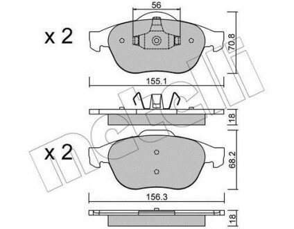 Колодки тормозные (передние) Renault Laguna II 01-07/Espace IV/Vel Satis 02- Metelli 22-0336-1