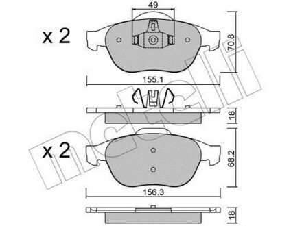 Колодки тормозные (передние) Renault Megane II 04-09/Scenic II/III/Grand Scenic II/III 03- Metelli 22-0336-2