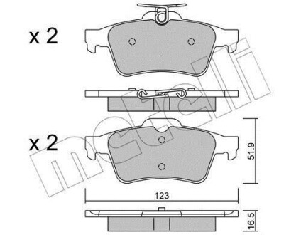 Тормозные колодки (задние) Citroen C5/Ford C-Max 07-/Focus/Connect 04-13/Renault Laguna 07-15/Volvo Metelli 22-0337-1