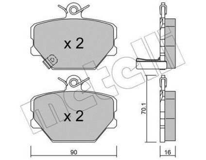 Колодки гальмівні (передні) Smart Cabrio 00-04/City Coupe 98-04/Roadster 03-05/Fortwo 04- Metelli 22-0341-0