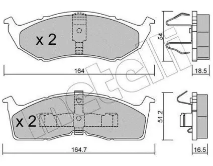 Колодки гальмівні (передні) Chrysler Neon 94-06/Voyager/Grand Voyager III/Dodge Caravan 95-01 Metelli 22-0356-0