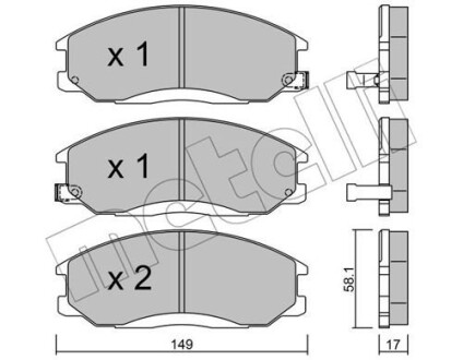 Колодки тормозные (передние) Hyundai Santa Fe/Trajet 00-12/Ssangyong Actyon/Kyron 05-/Rexton 02- Metelli 22-0364-0