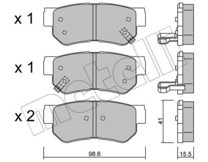 Колодки тормозные (задние) Hyundai Tucson 04-/Santa Fe/Getz/Sonata 98-12/Kia Sportage/Carens 04- Metelli 22-0365-0