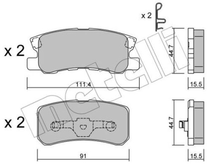 Колодки тормозные (задние) Citroen C4/Peugeot 4008 12-/Dodge/Jeep/Mitsubishi Outlander 06-/Pajero 91 Metelli 22-0400-0