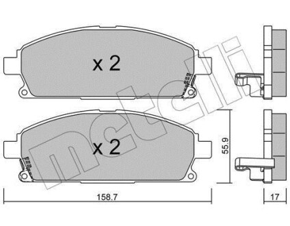 Колодки гальмівні (передні) Nissan X-Trail 01-13/Pathfinder 97-04 (з аморт. коливання) Metelli 22-0406-1