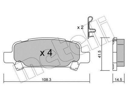 Колодки тормозные (задние) Subaru Forester 98-08/Impreza 00-09/Legacy II/III 94-03/Outback 00-03 Metelli 22-0414-0