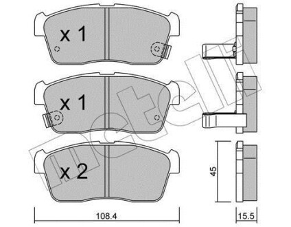 Колодки тормозные (передние) Chevrolet Cruze 00-08/Subaru Justy 07-/Suzuki Ignis 00-/Nissan Pixo 09- Metelli 22-0415-0