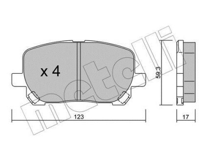 Колодки тормозные (передние) Toyota Avensis Verso 2.0/2.0D 01-09 Metelli 22-0427-0