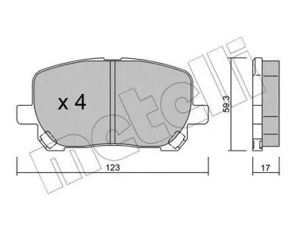 Колодки гальмівні (передні) Toyota Avensis Verso 2.0/2.0D 01-09 Metelli 22-0427-0
