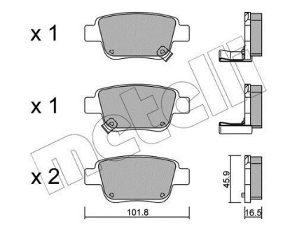 Тормозные колодки (задние) Toyota Avensis 03-08/Corolla Verso 04-09 Metelli 22-0451-0