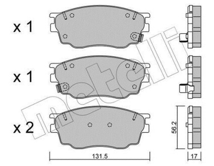 Колодки гальмівні (передні) Mazda 6 02-07 Metelli 22-0475-0