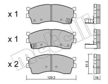 Колодки тормозные (передние) Kia Rio 00-05/Cerato 01-04/Carens 00-/Clarus 96- Metelli 22-0512-0