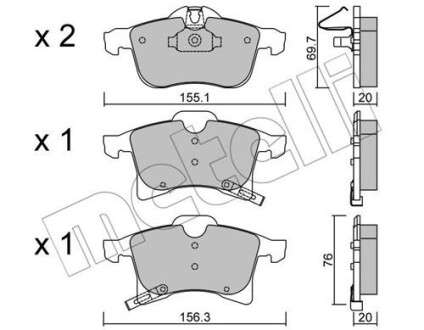 Колодки тормозные (передние) Opel Astra H 04-/Combo 01-/Corsa C/D/E 03-/Meriva A/B 03-/Zafira B 05- Metelli 22-0539-0