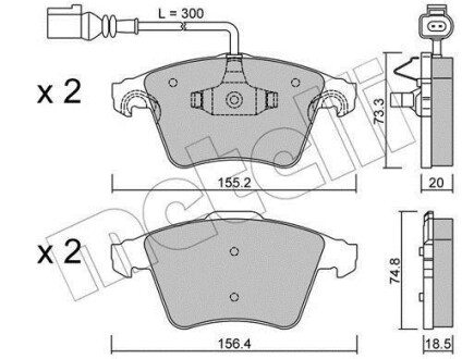 Колодки гальмівні (передні) VW Touareg 02-10 (+датчики) Metelli 22-0552-2