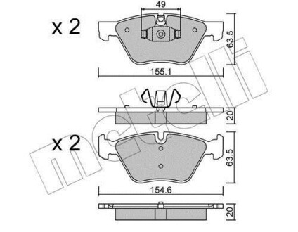 Колодки гальмівні (передні) BMW 1 (E81/E87) 04-12/3 (E90-E93) 05-13/X1 (E84) 11-15 Metelli 22-0557-5