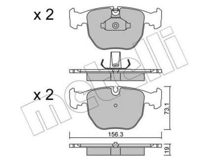 Колодки тормозные (передние) BMW 5 (E39) 96-04/7 (E38) 94-01/X3 (E83) 06-11 Metelli 22-0559-0