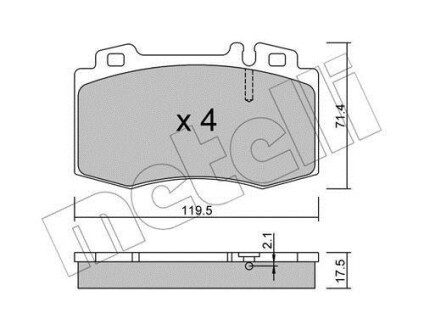 Колодки тормозные (передние) MB C-class (W203) 02-08/M-class (W163) 98-05/S-class (W220/W221) 98-13 Metelli 22-0563-0