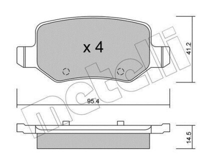 Колодки тормозные (задние) MB A-class (W168/W169) 97-12/B-class (W245) 05-11/Vaneo (W414) 02-05 Metelli 22-0565-0