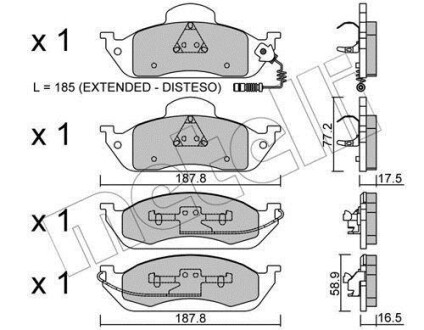 Колодки тормозные (передние) MB M-class (W163) 98-05 (+датчик) Metelli 22-0569-0