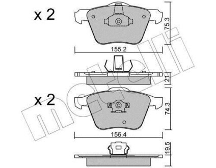 Колодки тормозные (передние) Volvo XC90 02-14 Metelli 22-0599-0