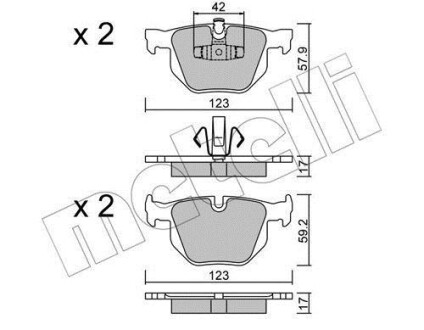 Колодки тормозные (задние) BMW 3 (E90/E91/E92/E93) 04-13/X1 (E84) 09-15 Metelli 22-0643-0