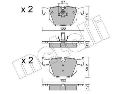 Колодки тормозные (задние) BMW 5 (E60/E61) 02-10/6 (E63/E64) 04-10 Metelli 22-0644-0