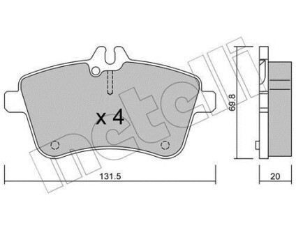 Колодки тормозные (передние) MB A-class (W169)/B-class (W245) 04-12 (Bosch) Metelli 22-0647-0