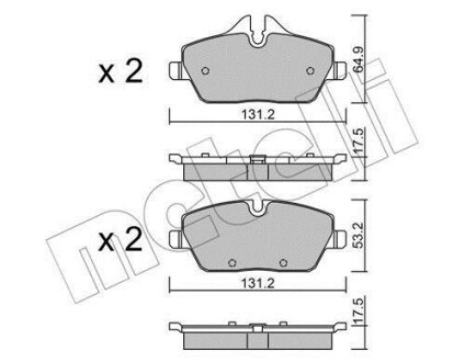 Колодки тормозные (передние) BMW 1 (E81/E82/E87/E88) 04-13/2 (F45) 14-18 Metelli 22-0664-0