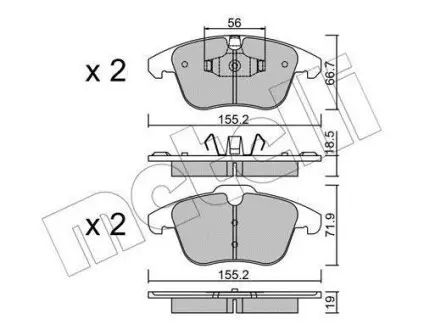 Колодки тормозные (передние) Citroen C4 09-/C4 Grand Picasso 06-13/Peugeot 3008 11-16/5008 09-17 Metelli 22-0675-3
